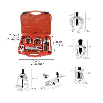 5x Front End Service Kit,Ball Joint Separator,Tie Rod End Puller Hand Tool,Pitman Arm Puller Tie Rod End Removal Tool for Car, Red