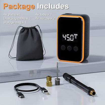 Mini Bike Tire Pump,20s Fast Inflation 150PSI Electric Bicycle Pump with Pressure Gauge,Portable Tire Inflator Bike Air Pump with Presta and Schrader Valve for Balls,Motorcycle Road and Mountain Bike