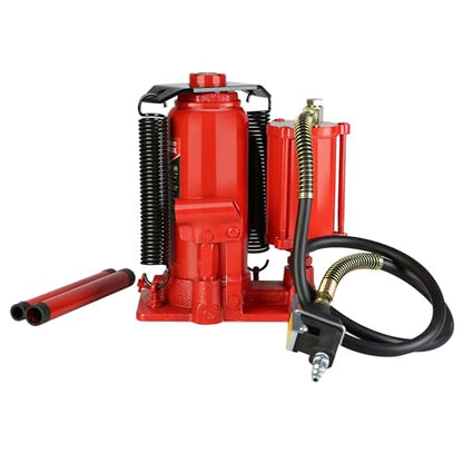 Pneumatic Air Hydraulic Bottle Jack, 12 Ton//24,000 LBS All Welded Bottle Jack, 10.2-20.1 inch Lifting Range, with Manual Hand Pump & Handle,Heavy Duty Auto Truck Travel Trailer Repair Lift - color: Red, size: 12Ton