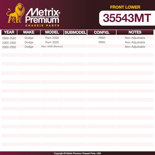 Metrix Premium Chassis Parts - Front Lower Ball Joint Fits 2000-2002 Dodge Ram 2500 RWD, 2000-2002 Dodge Ram 3500 RWD, 2000-2002 Dodge Ram 4000, Replacement K7369, Made in Europe - size: K7369