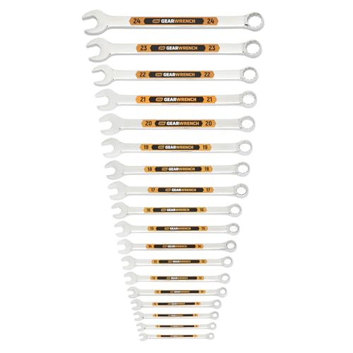GEARWRENCH 18 Piece 12 Point Metric Hi-Viz Long Pattern Combination Wrench Set | 81920H - style: 18 pc