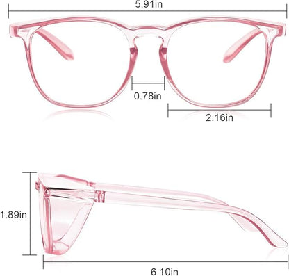 Stylish Safety Glasses Goggles for Women Girls Anti-fog Glasses Protective Eyewear Clear Glasses - color: Pink+purple