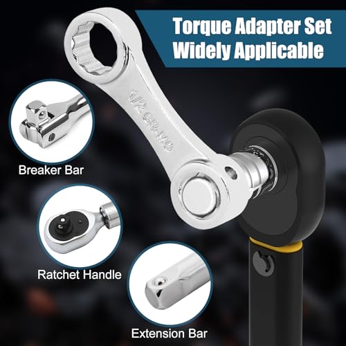 Torque Adapter Set SAE 12PCS, Includes 5/16", 3/8", 7/16", 1/2", 9/16", 5/8", 11/16", 3/4", 13/16", 7/8", 12 Point Box End Torque Wrench Extension Adapter 3/8" Drive, with 1/2" + 1/4" Drive Converters - size: SAE 5/16" - 7/8"