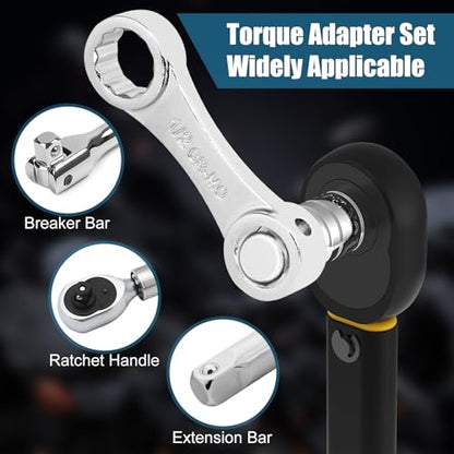 Torque Adapter Set SAE 12PCS, Includes 5/16", 3/8", 7/16", 1/2", 9/16", 5/8", 11/16", 3/4", 13/16", 7/8", 12 Point Box End Torque Wrench Extension Adapter 3/8" Drive, with 1/2" + 1/4" Drive Converters - size: SAE 5/16" - 7/8"