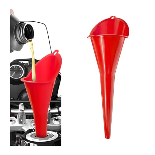 Oil Funnel, Plastic Long Neck Multi-Purpose Spill Saver Funnel, Engine Oil Funnels for Filling Oils Gas Water Diesel Fuel Lubricants for Car Motorcycle ATV Boat (Red-1PCS) - color: Red-1PCS