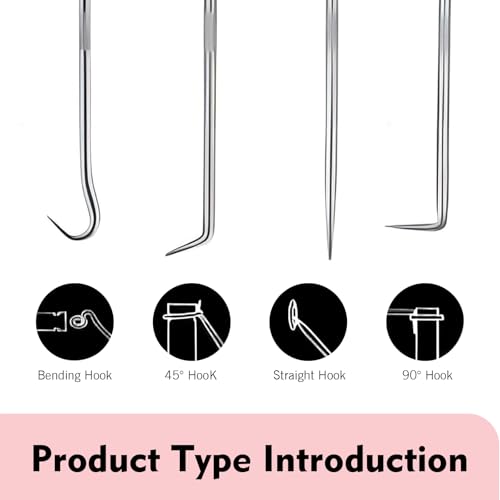 2 PCS Hook and Pick Set Puller Remover, Double-ended Carbon Steel O-ring Seal Tool, Non-slip Handle Precision Automotive Pick Tool Set, Universal for Most Cars, Trucks, SUVs (Red) - color: Red