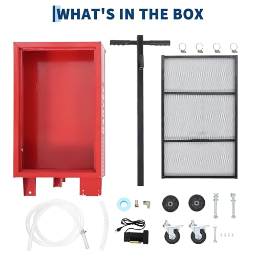 Garvee 25 Gal Electric Oil Drain Pan with 110V Pump, Low Profile Rolling Oil Drain Cart with 8.2 ft Hose, Foldable T-Handle & Lockable Swivel Casters, Leak-Proof & Heavy Duty for Cars, SUVs, Trucks - color: Red, size: 25 Gal + Electric
