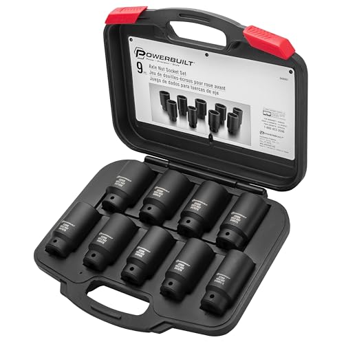 Powerbuilt 9 Piece Deluxe Axle Nut Socket Set, Tools for Removing Front Wheel Axle Nuts, Foreign Vehicles - 648991 - style: 9 Piece