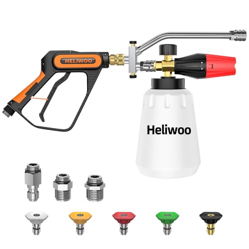 Short Pressure Washer Gun with Foam Cannon | 5000 PSI, 1/4 Inch Quick Connector, 5 Nozzle Tips, 1 Liter Dual Connector - size: Dual Connector Accessory