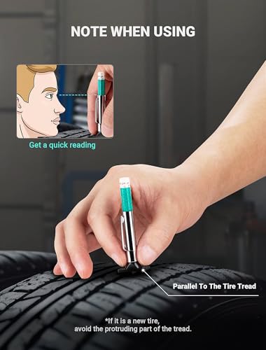 LUMITECO 3-Pack Tire Tread Depth Gauge, Color Coded Tire Tread Gauge in 1/32 Inch, Efficient Tread Depth Gauge 32nds Tire Measure Tool Depth for Car, Semi Truck Tire Wear Tread Checker - size: 3-Pack