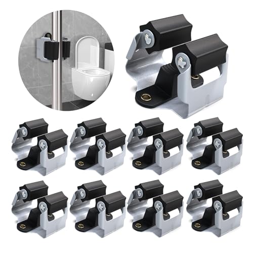 3-H Mop and Broom Holder Wall Mount 8 Pack, Broom Holder for Garage Garden Shed Storage System Laundry Room Home Kitchen Organization (Black) - color: Matte Black, size: 8