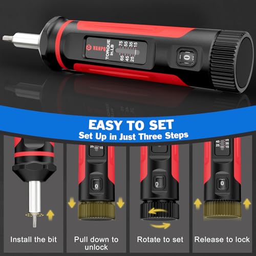 VANPO Torque Screwdriver 15-75 in-lb, 1/4" Drive Precision Driver Set | Inch Pounds Torque Wrench, 40 S2 Steel Bits for Gunsmithing, Bike Repair, Scope Mounting, Maintenance, DIY - size: 15-75In-lb