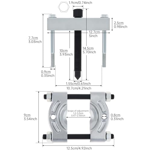 ChgImposs 1/8–2 Inch Bearing Splitter & 5 Inch Gear Pulley Puller Set, Heavy Duty 40Cr Steel Separator Tool for Wheel Hub, Pinion, Crankshaft, Automotive & ATV Repairs