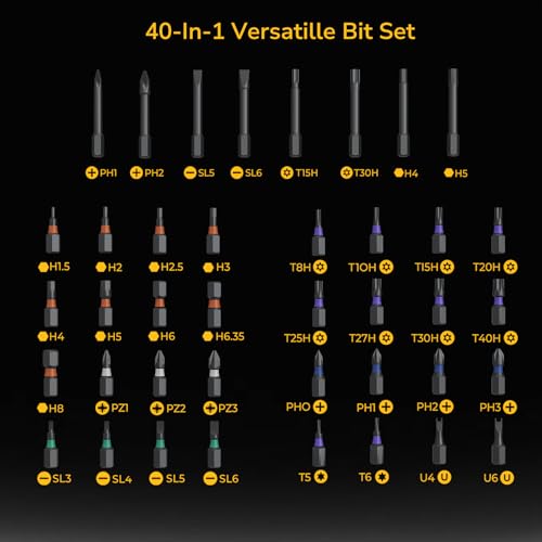 42-in-1 Magnetic Ratcheting Screwdriver Set, Multi-Bit Screwdriver Kit with Detachable Ratchet Handle, Portable Storage Case, Repair Tools for Furniture, Computer, Bicycle & DIY