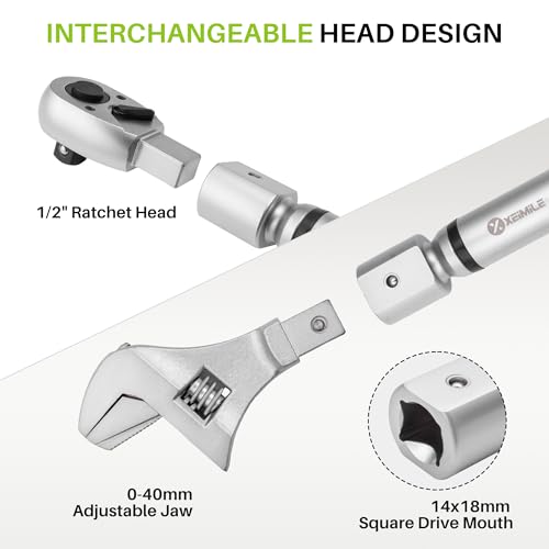 Adjustable Open End Digital Torque Wrench 1/2" Drive-2.2-147.5Ft.Lb | Interchangeable Electronic Torque Wrench(3-200N.m),40mm 2% Accuracy for HVAC Automotive Bike Moto Turck Narrow Pipeline DIY - size: 1/2" 2.2-147.5FT.LB, style: Digital
