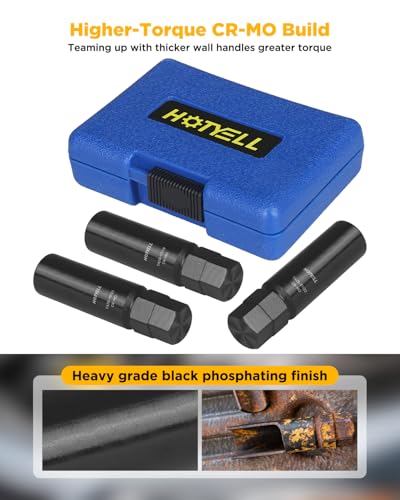 10 Spline Lug Nut Key, Thicker Wall 10 Point Wheel Lock Socket Set | CR-MO Wheel Lugnut Removal Tool for Aftermarket Locking Lug Nuts, Compatible with Bimecc Lug Nuts - style: 3 Piece Set