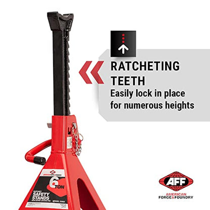AFF 6 Ton Jack Stand Set - Heavy Duty Ratchet Style Jack Stands - Pair - size: 6 Ton