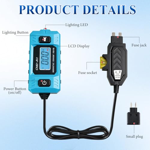 Automotive Circuit Fault Probe Tester, 20A 48V High Precision Current Tester, 2 in 1 Wire Tracer Short Finder, Car Relay Tester with LED Display and Front Light