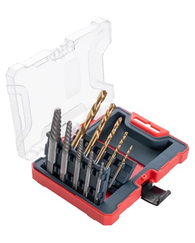ROTATION 10-Piece Screw Extractor and Left-Hand Drill Bit Set, Easy Out Bolt Remover Kit for Stripped Screws & Broken Bolts, Reverse HSS & CR-MO Cobalt Steel Extraction Tool