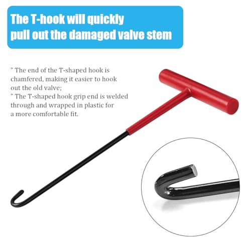 Car Tire Valve Quick Change Tool Kit, 7PCS Tyre Valve Stem Core Replacement Set Includes 4PCS TR413 Valve Stems, Replacing Leaky Valves Stem Installation Tool, Universal Fit