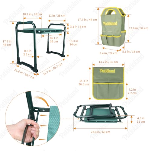 Garden Kneeler and Seat with 1 Gardening Tool Pouch and 1 Tool Bag, 10.2" Widen Heavy Duty Thicken Soft Kneeling Pad, Folding Garden Stool, Outdoor Yard Work Seat, Ideal Gardening Gifts for Mom, Women - size: Model C