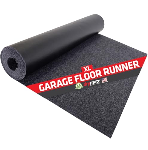 Drymate Garage Floor Runner Mat, (18' x 2'6"), Protects Surfaces, Absorbent, Waterproof, Slip-Resistant, Quick Dry Carpet Fabric, Trimmable & Washable (USA Made) (Charcoal) - size: 18' x 2'6" (1-Pack)
