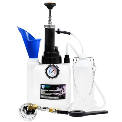 SMOTIVEPRO 3L Manual Brake Bleeder Fluid Pump and 1L Waste Oil Bottle | One Man Professional Brake Bleeder Kit Compatible with Chrysler/Dodge/Ford/Jeep/Infinity/Mazda/Jaguar - size: 50.9mm Adapter for Jeep/Dodge/Ford/Chrysler