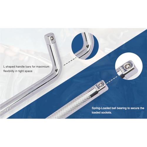 L Handle Breaker Bar 1/2 inch drive 12 inch length Socket Wrench, Heavy-Duty Double end drive Extension Bar for Car, Truck, Van Square Drive Socket Handle E-2211A - size: 1/2 inch 12
