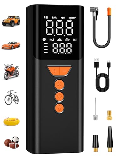 Tire Inflator Portable Air Compressor, 150PSI Cordless Air Pump for Car Tires with Auto Shut-Off, Portable Tire Pump for Car, Bike, Motorcycle and Balls