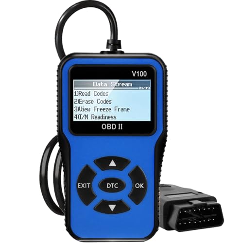 V100 OBD2 Car Diagnostic Tool, Code Reader with DTC Lookup, Live Data Stream, Freeze Frame, I/M Readiness, Battery Voltage Tester for Cars & Trucks Since 1996 - color: Blue