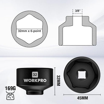 WORKPRO 32mm Oil Filter Socket Wrench, Oil Filter Removal Tool, Oil Filter Change Set, Ideal for Some Ecotec, TDI, VW, Audi, BMW, Polaris, GM, Volkswagen, Pontiac, Chevrolet, Saturn, Pontiac, Saab - style: 32mm