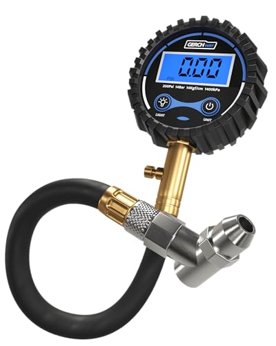 GERCHWAY Digital Tire Pressure Gauge 200 PSI - Accurate Air Pressure Gauge for Tires with Easy-to-Read Numbers & 45° Angle Chuck