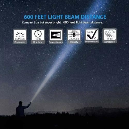 Hoxida Flashlight USB Rechargeable, Magnetic LED Flashlight, Super Bright LED Tactical Flashlight with Cob Sidelight, Waterproof, Zoomable Best Small LED Flashlight for Camping, Emergency Flashlights - color: 2pack Magnetic flashlight