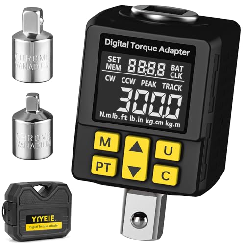 Heavy-duty Digital Torque Adapter, (±1% Accuracy, 40-300Ft-lb), 1/2" Digital Torque Wrench Adapter for Auto, Versatile Meter - Alert | Peak/Track | Preset | Store/Delete, for Machinery Repairs(406N.m) - style: 1/2' Drive 40-300 Ft-lb