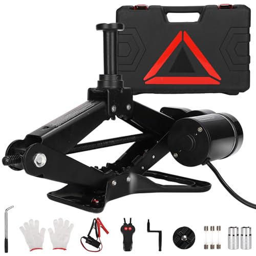 ROGTZ Electric Scissor Car Jack Kit 3T Portable Auto Car Lift Floor Jack | Scissor Jack 12V Portable Auto Car Lift with 17.7" Range for SUV/Sedan, Floor Jack for Tire Change & Roadside Emergency - color: 3TON Black
