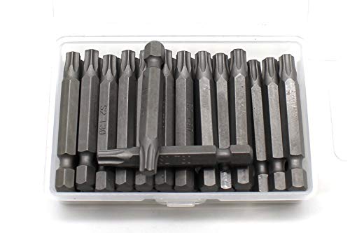 TEMO 25 pc T30 Torx 6 Point Impact Ready 2 Inch Length Screwdriver Insert Bits Hex Shank with Quick Release Slot - size: T30 2"