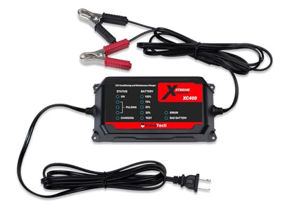 PulseTech XC400 Xtreme Charge 4 AMP Smart Battery Charger Maintainer, Trickle Charger | Test, Charge, Condition and Maintain All Types of 12V Lead-Acid Batteries