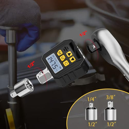 1/2” Drive Digital Torque Adapter, 7.38-147.5 Ft-lb/10-200 Nm Digital Torque Wrench Converter with 3/8" and 1/4" Adapters for Bicycle Motorcycle Car Repair - size: 7.38-147.5Ft.lb/10-200Nm