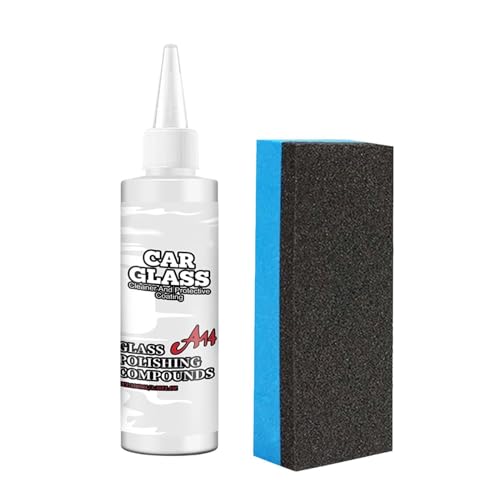 Glass Polishing Compound - 100ml Cleaning Agent, Windshield Stain Remover with Cerium Oxide Fine Scratch Eraser, Auto Detailing Liquid, Paint Scuff Restoration Cream for Car Clarity Finish