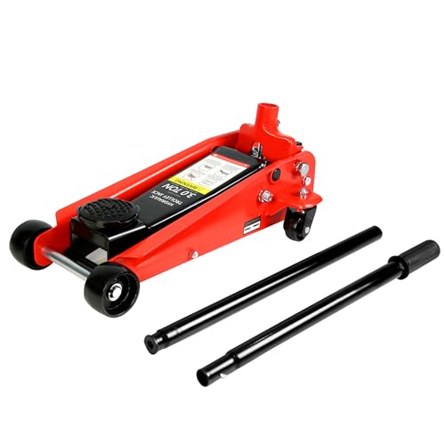 3 Ton Red Low Profile Trolley Floor Jack,Professional Steel Racing Jack with Single Piston Quick Lift Pump,Heavy Duty Hydraulic Lifting Range 5.1''-20'',3 Ton(6,000 lb) Capacity - color: 3 Ton-Lift Range 5.1"-20"(RED), size: 3 Ton