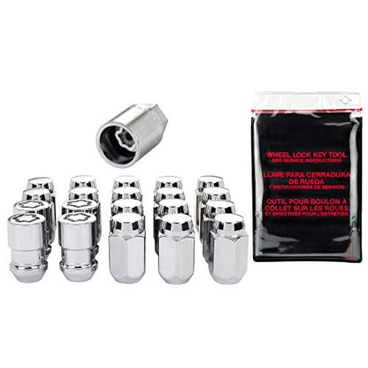 McGard 84532 Chrome Cone Seat Wheel Installation Kit (7/16" - 20 Thread Size) - for 5 Lug Wheels, 16 Lug Nuts / 4 Locks / 1 Key / 1 Storage Pouch