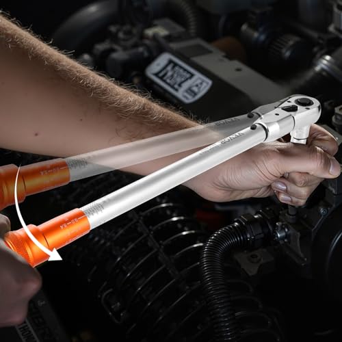 VEVOR Adjustable Torque Wrench 1/2 Inch Drive, 20-160Ft.lb/27.1-216.8Nm, 38MM Open End, 3/8 Inch Drive Torque Wrench with Interchangeable Jaw & Ratchet Head for HVAC, Car, Moto, Narrow Pipeline - size: 20-160FT.LB, style: 1/2-Inch
