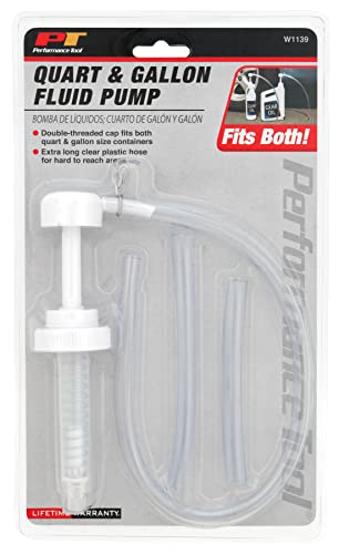 Performance Tool W1139 Quart/Gallon Fluid Pump and Hose for Vehicle Oils and Maintenance | Quart / Gallon Fluid Pump for automotive tools garage applications - style: Qt. & Gal. Fluid Pump (Standard)
