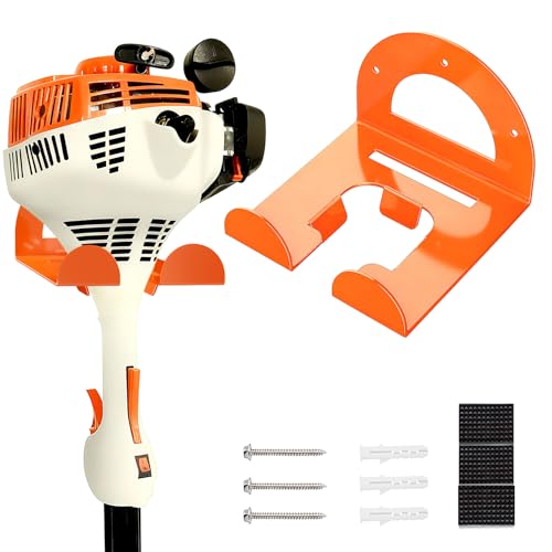 Weed Eater Hanger, Garage Organizer Trimmer Rack Wall Mount, Garden Power Tool Holder Garage Hooks for Grass Trimmer, Hedge Trimmer, Leaf Blower and Chainsaw Storage, 1 Pack - color: Orange-1 Pack