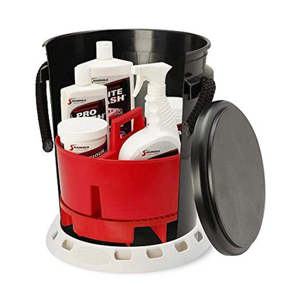 Shurhold 2404 Bucket Caddy Organizer for 5 Gallon Buckets, Holds Cleaning Supplies, Brushes & Bottles, Red