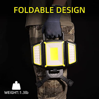 YZONI Rechargeable Work Light, 30W 3000Lumen LED Work Light with 5 Modes, Battery Powered Magnetic Lights with 360°Rotate Foldable Design, Job Site Lighting for Car Repair, Garage, Workshop, Camping - style: Traditional