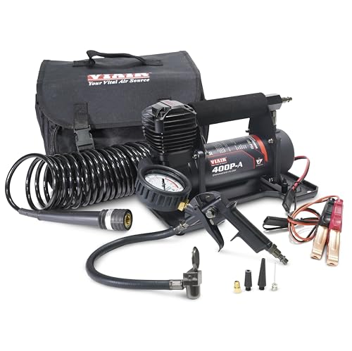 VIAIR 400P-A EF Enhanced Flow - 40145 Automatic Tire Inflator Portable Offroad Air Compressor for Truck & SUV | 12V On/Off Road Tire Pump Air Compressor | 150 PSI (SAE, Alligator Clips) - style: Enhanced Flow Portable