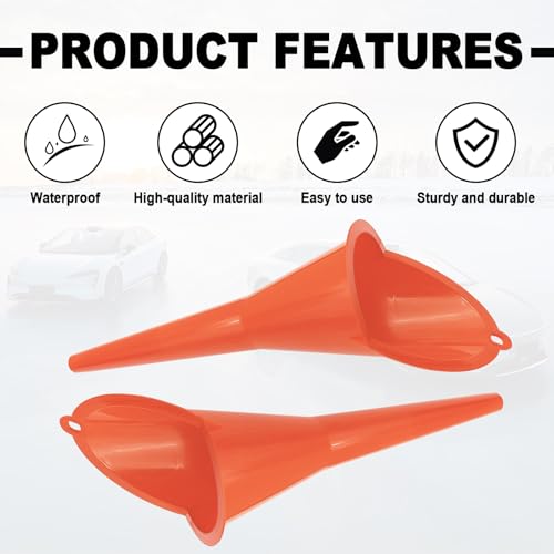 2 Pieces Automotive Plastic Oil Funnels with Long Neck Multi-Function No Spill Design for Gas Coolant Transmission Fluid Engine Oils Fuel Lubricants and Diesel (Yellow) - color: yellow