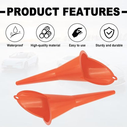 2 Pieces Automotive Plastic Oil Funnels with Long Neck Multi-Function No Spill Design for Gas Coolant Transmission Fluid Engine Oils Fuel Lubricants and Diesel (Yellow) - color: yellow