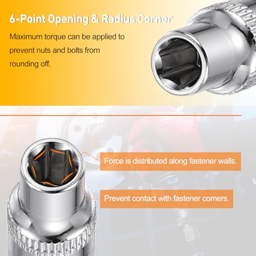 HARFINGTON Deep 6-Point Impact Socket 1/4" Drive 5.5mm Metric Socket 25mm (1") Long with 1/4" Hex Shank Adapter, CR-V Steel Socket Adapter Accessory Tool Set Kit for Hex Bolts Nuts - size: 5.5mm x 25mm